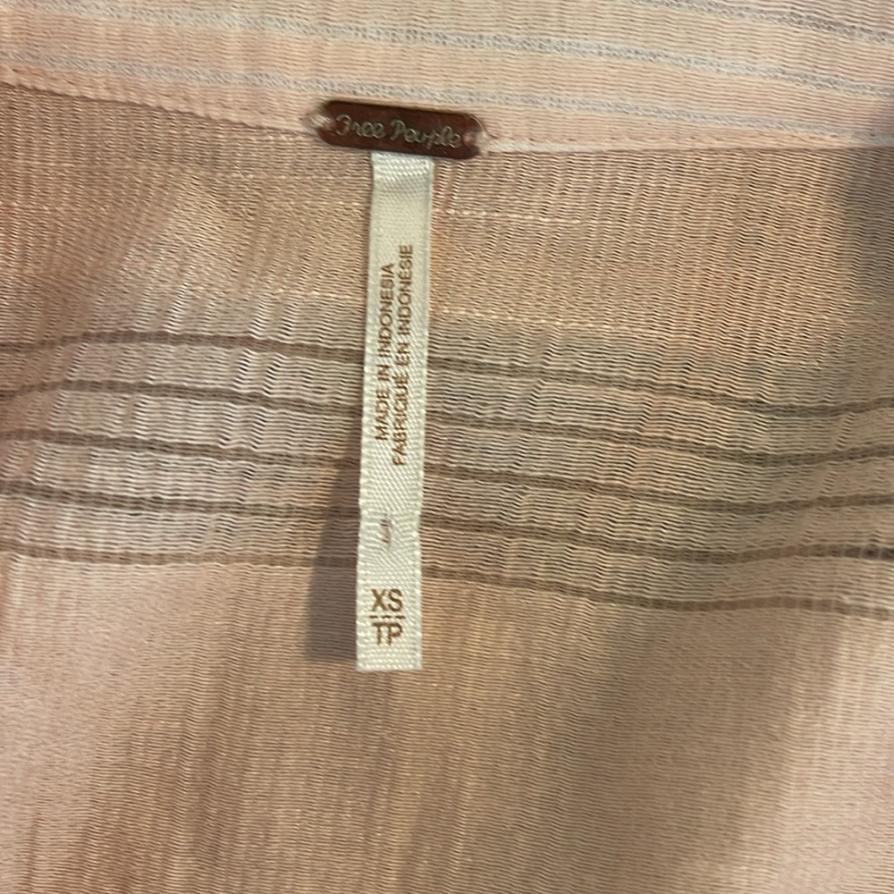 Free People Great Escape Pink Peach Shirtdress Semi Sheer Swim Cover up Small - Picture 4 of 12